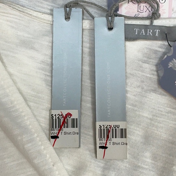 NWT Tart Collection Dress white/ivory 100% ORGANIC COTTON XS M - skirt ruching - Picture 10 of 11